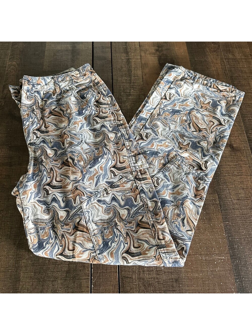 Forever 21 Swirly Marble Print Cargo Pants with Pockets - Size Small